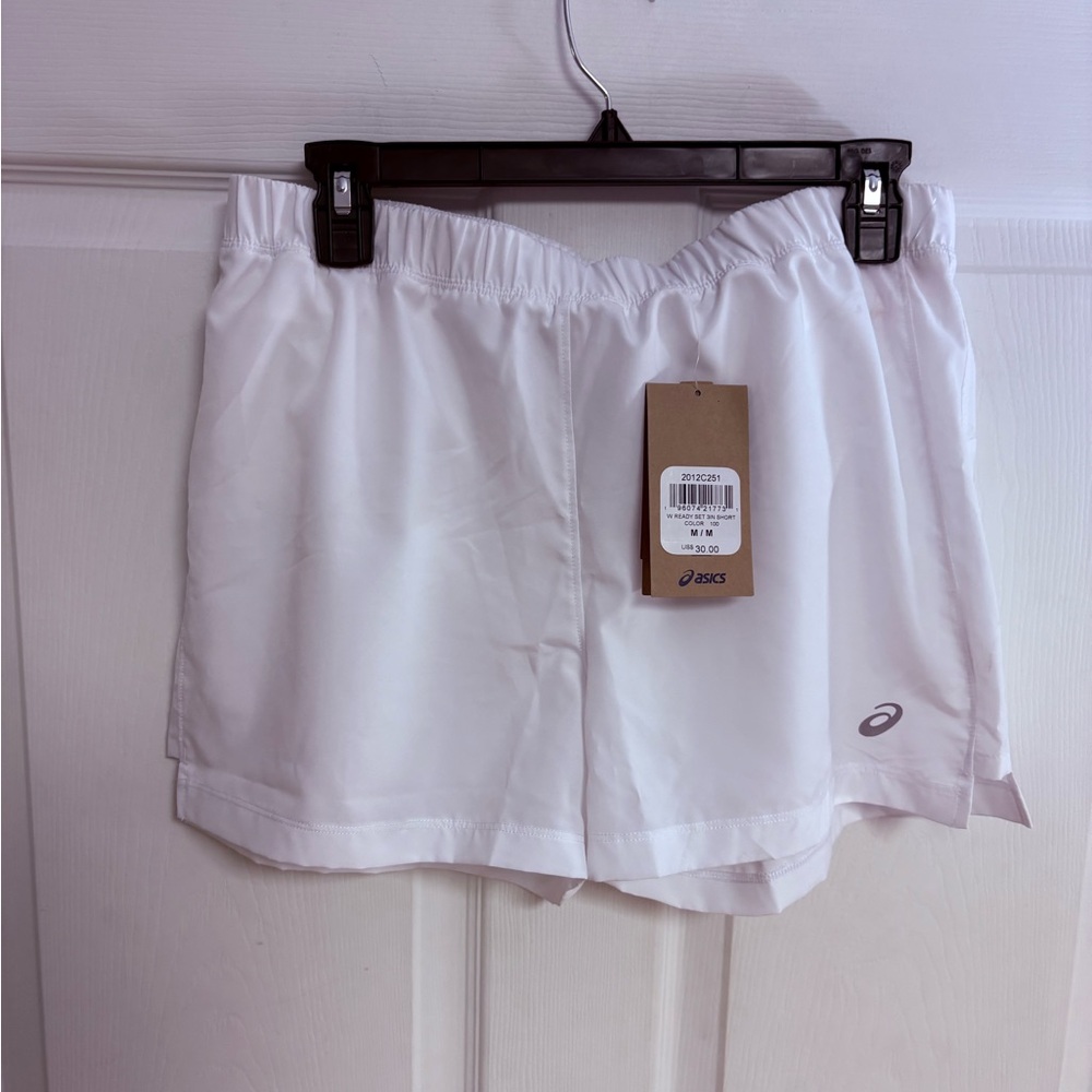 Asics White Athletic Shorts Lightweight Elastic Waistband